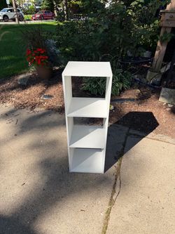 White Wooden Storage Cubicle, 3 Cubes, 11w, 11 deep, 36 high, solid and sturdy, $15
