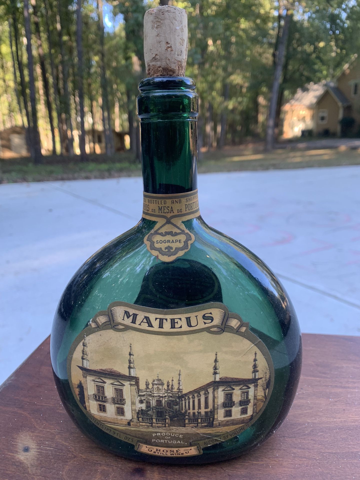 Vintage Green Mateus Wine Bottle