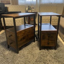 Two End Tables with Charging Station