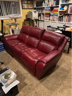 Lazy boy reclining couch - red leather