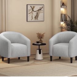 Set Of 2 Corduroy Fabric Club Chair, Furry  with Cozy Soft Padded