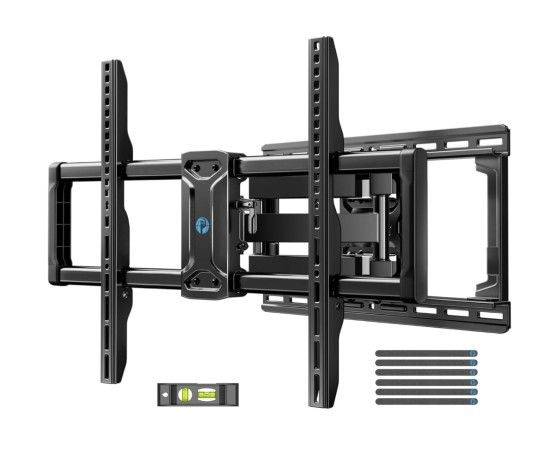 Pipishell Full Motion TV Wall Mount for 42-85 inch Flat Screen LED TV up to 132lbs Swivel Dual Articulating Arms Mount, Tool-Free Tilt Bracket Max VES