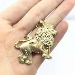 Gold Lion Pendant 10K New