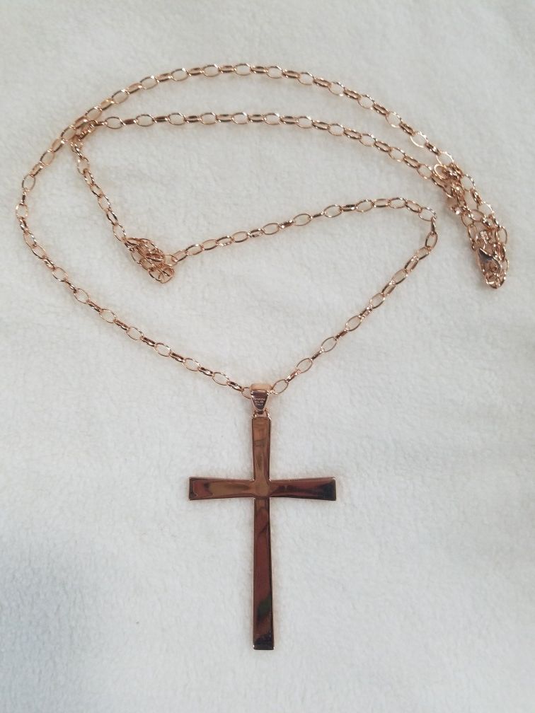 Bronzo Italia polished cross pendant & chain