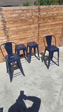 4 Navy Blue Barstools