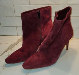 Vince Camuto Maroon Leather Heel Bootie