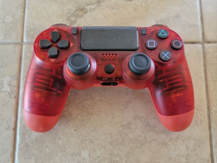 PS4 Controller - Transparent Red - Crystal Red - Playstation 4 Joystick - PS3 - Playstation 3 - Wireless - Bluetooth