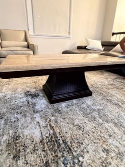 Marble Top Coffee Table with Pedestal Base