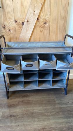 Shoe Rack Organizer with Fabric Bins