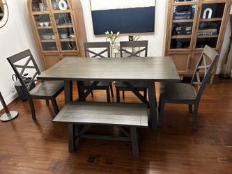 Dining Table, 4 Chairs, And Bench