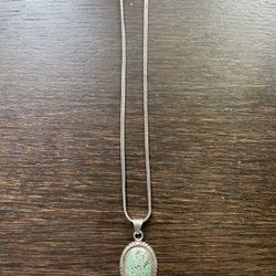 Vintage Turquoise Pendant With Necklace..sterling/925