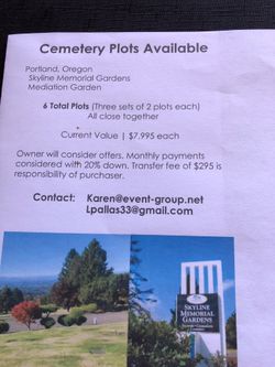 Cemetery plots at Skyline Memorial 