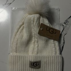 Female White UGG beanie 