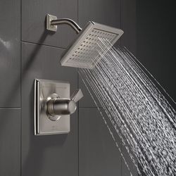 Delta Faucet Dryden 14 Series Single-Function Shower Trim Kit with Single-Spray Touch-Clean Shower Head, Stainless T14251-SS (Valve Not Included)