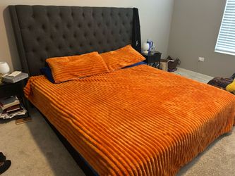 King Size Bed (box, mattress and headboard included) for sale
