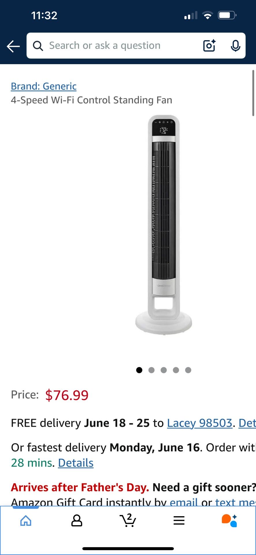 Omnibreeze Tower Fan With Remote Control