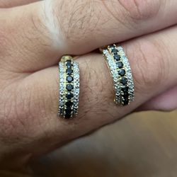 2.23 Cts Natural Diamond Sapphire Sterling Silver Designer Earrings