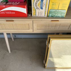 Rattan Table With Drawers
