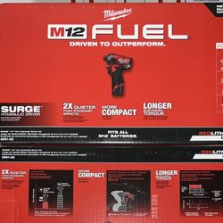 Milwaukee M12 Fuel SURGE 1/4” Hex Hydraulic Driver Kit. Model #2551-22