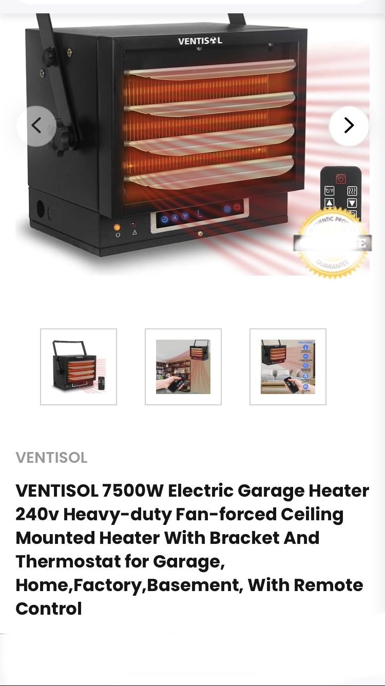 Ventisol 7500w Electric Garage Heater 240v Heavy Duty Fan for Sale in Las  Vegas, NV - OfferUp