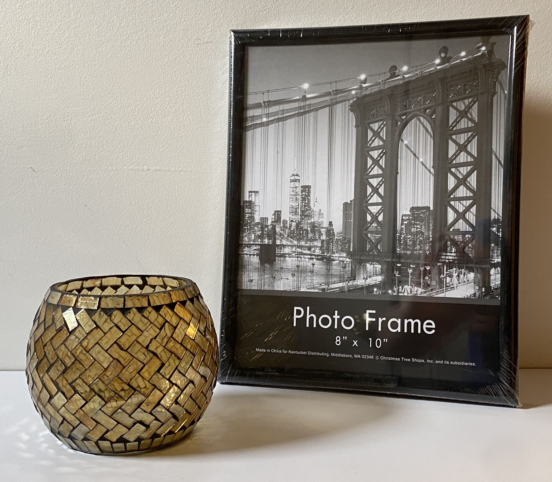 8x10 Picture Frame and Glass Candle Holder