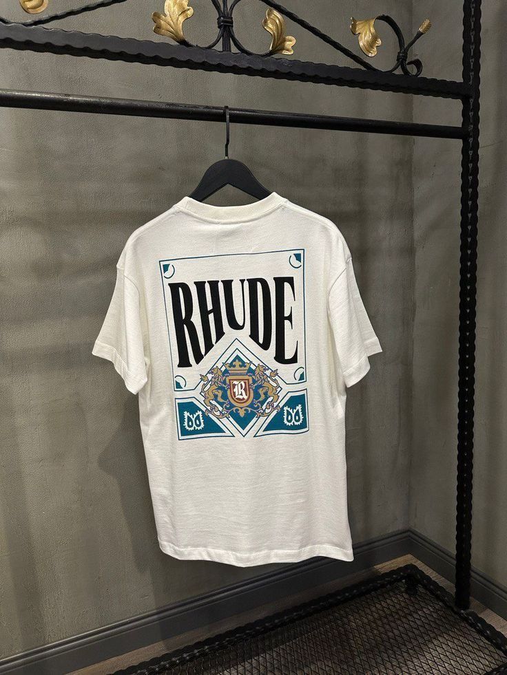 Rhude Blvck Off White Teal mm6 Cross Hypebeast Tee Shirt Paris Designer Rhude Trapster Rainbow Logo Tee Small