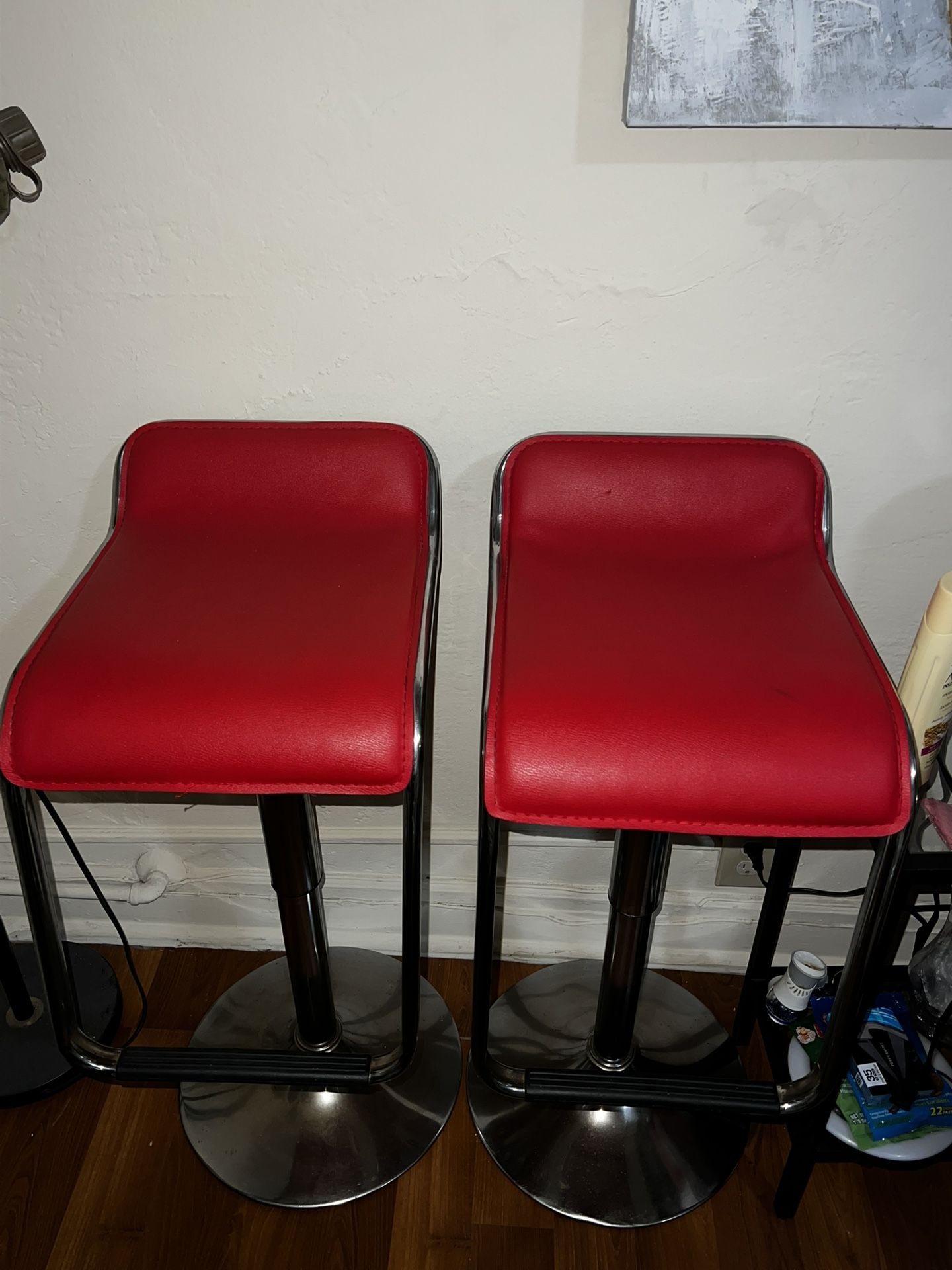 Red Leather Counter Stool Set