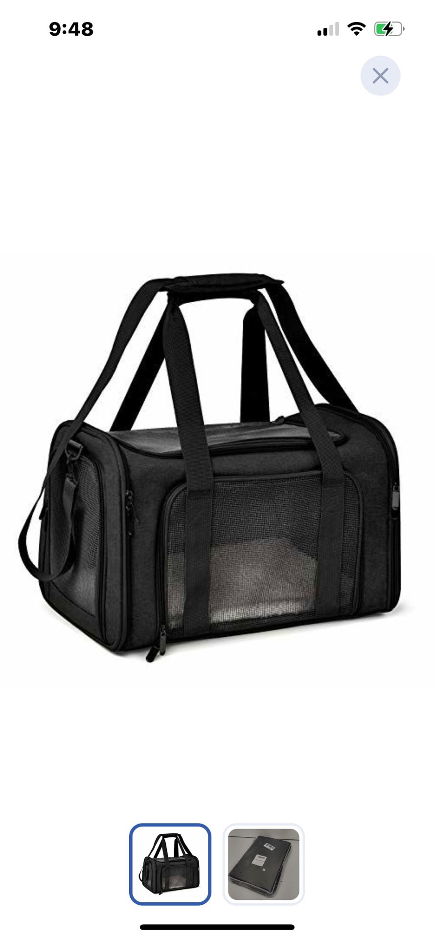 “New”Pet Carrier(15 Lb)limit Black,collapsable Breathable”Airline Approved”w/shoulder Strap(retail$59