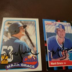 Mark Grace Autographed Cards.  Baseball 