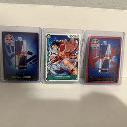 One Piece Monkey.D.Luffy PRB02-005 NM Red Bull Double Don!! With Red and Blue Don Card! 