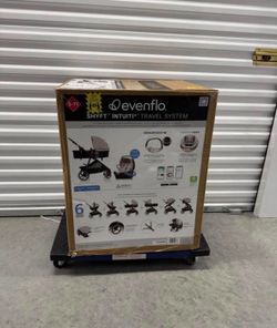 Evenflo Shyft Intuiti+ tTravel System with Revolve180 LiteMax NXT with Sensory Soothe- Travertine
