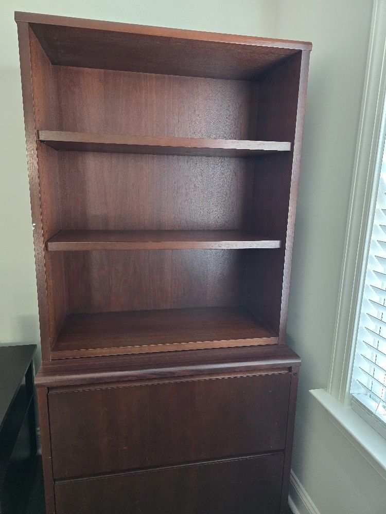​Classic Dark Wood Bookshelf with Cabinet Storage - Versatile & Sturdy