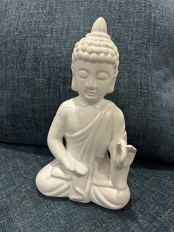 White Ceramic Buddha Statue Home Decor
