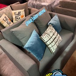 Sofá Couch Grey Fabric New Bonito Set 