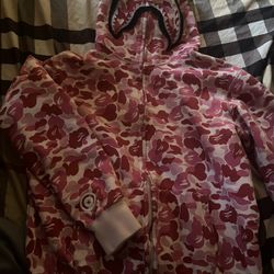 BAPE ABC Camo Shark Full Zip Hoodie 'Pink' , Size M