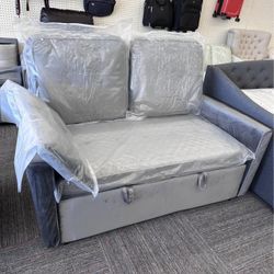 3-in-1 Pull-Out Sofa Bed w/ 2 Pillows & Adjustable Backrest – Gray, NEW! ✨
