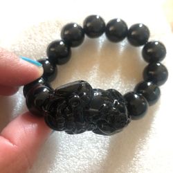Obsidian Pixiu bracelet size 7.5