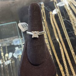 14KT White Gold Engagement Ring W/ Princess Cut Diamond 38603-1