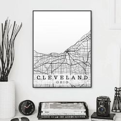 Cleveland map art framed 16x20