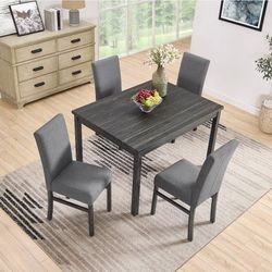 5pc Dining Table Set New Gray 
