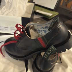 🔥 Gucci Leather Boots – Red Laces – Size 14+(14.5)– Full Set 🔥