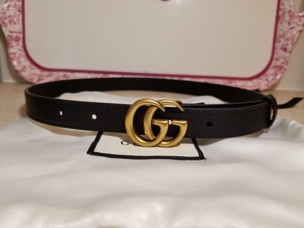 Gucci Black Skinny Belt 0.80" Authentic