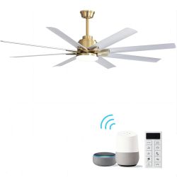 (same as W882P147244) 66 Inch Modern Smart Ceiling Fan With Dimmable Led Light 8 ABS Blades Remote Control Reversible DC Motor For Home Office