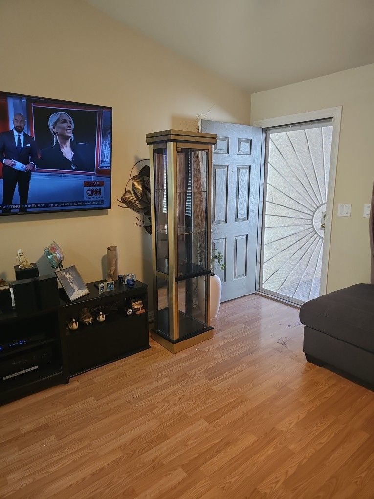 Mirrored Brass And Glass Display Case