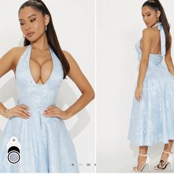 Baby blue midi a line dress