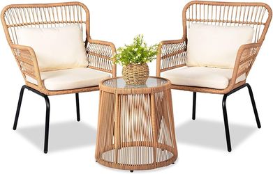 HOMEZILLIONS 3 Piece Outdoor Wicker