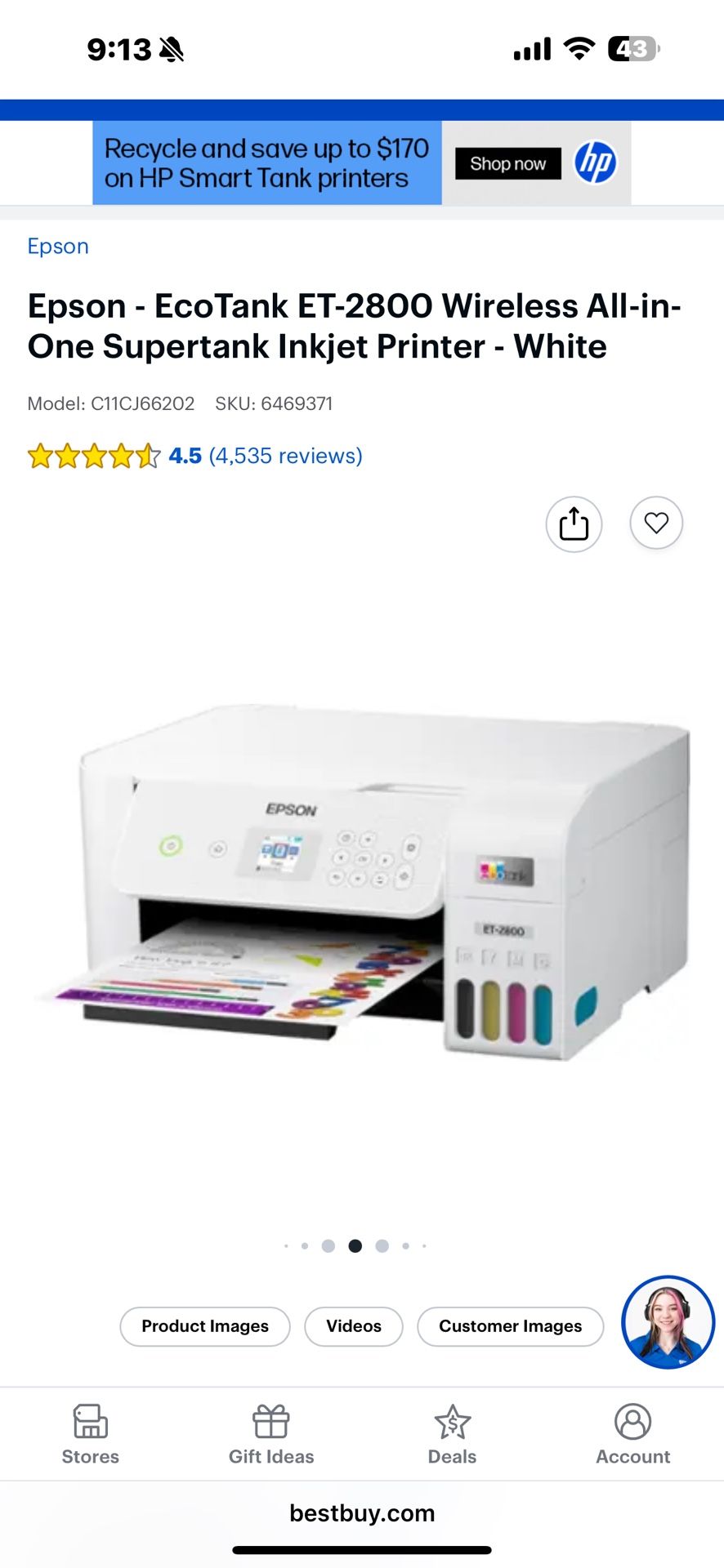 Epson - EcoTank ET-2800 Wireless All-in-One Supertank Inkjet Printer - White