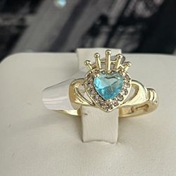 light blue hear ring