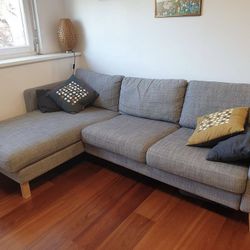 Light Gray Modern Karlstad 110” 2pc Sectional Sofa with Chaise by IKEA