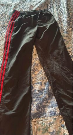 Black Track Pants with Red Stripes Mens Large